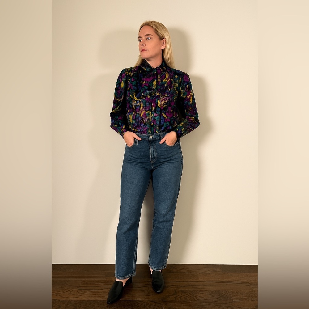 MARTINIQUE | Vintage Metallic Shimmer Elegant Multicolor Women's Blouse